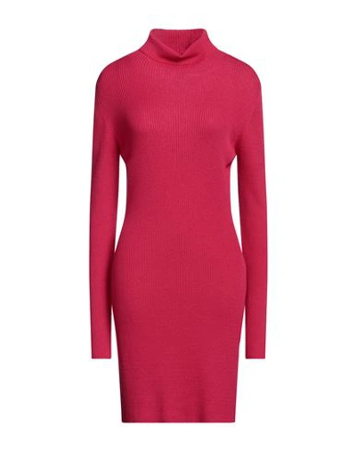 Shop Dsquared2 Woman Mini Dress Fuchsia Size L Virgin Wool In Pink