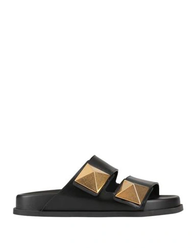 Valentino Garavani Woman Sandals Black Size 7 Soft Leather In Black