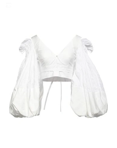 Shop Loewe Woman Top White Size 6 Cotton, Polyester, Polyurethane