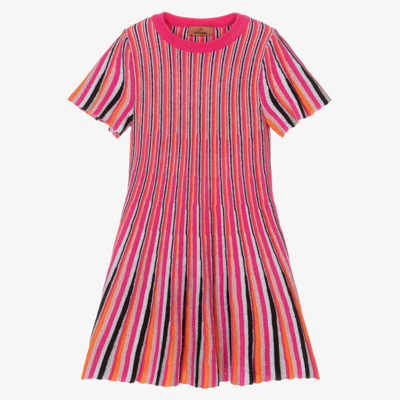 Shop Missoni Girls Bright Pink Striped Dress