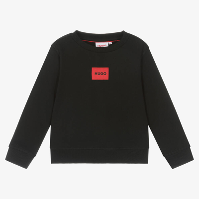 Shop Hugo Boys Black & Red Cotton Sweatshirt