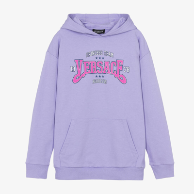 Shop Versace Teen Girls Lilac Purple Varsity Hoodie
