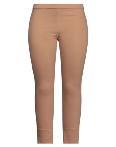 Shop Caractere Caractère Woman Pants Camel Size 12 Cotton, Polyester, Elastane In Beige