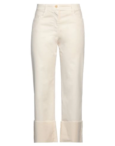 Shop Pennyblack Woman Pants Ivory Size 10 Cotton, Elastane In White