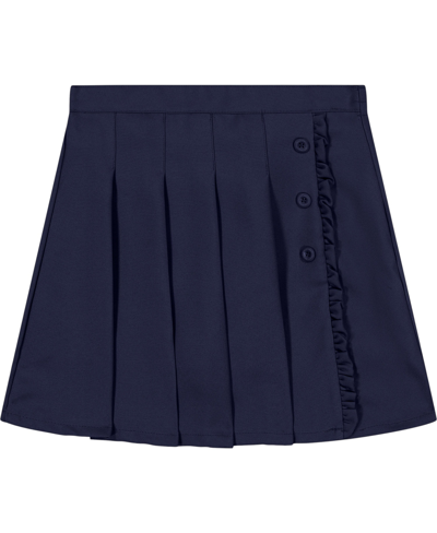 Shop Nautica Little Girls Uniform Pleated Scooter With Ruffle Skorts In Navy