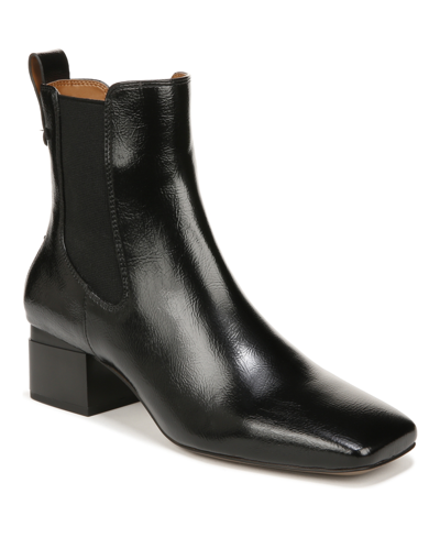 Shop Franco Sarto Waxton Square Toe Booties In Black Faux Leather