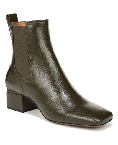 Shop Franco Sarto Waxton Square Toe Booties In Olive Green Faux Leather
