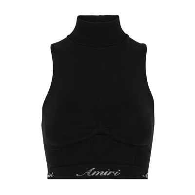Shop Amiri Seamless Cropped Stretch-jersey Top In Black
