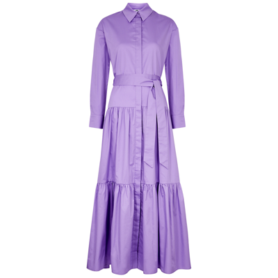 Shop Evi Grintela Thea Cotton-poplin Maxi Shirt Dress In Purple