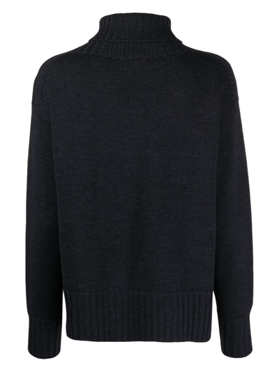 Drumohr Long Sleeves Turtle Neck Oversized Sweater In Grey