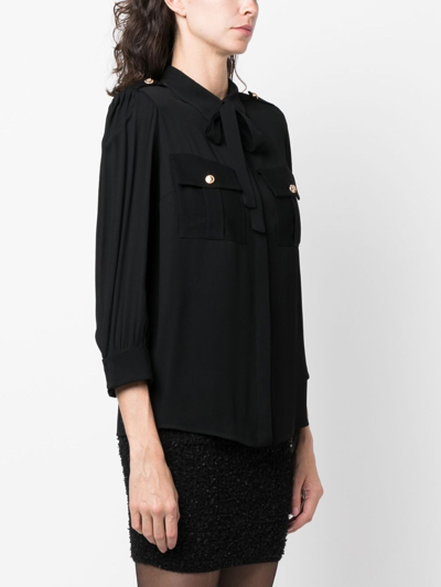 Shop Elisabetta Franchi Pussy-bow Collar Shirt In Black