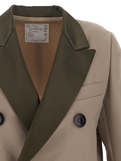 Shop Sacai Double-breasted Jacket In Beige