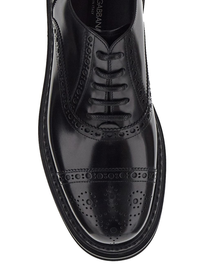 Shop Dolce & Gabbana Brushed Calfskin Oxfords In Black