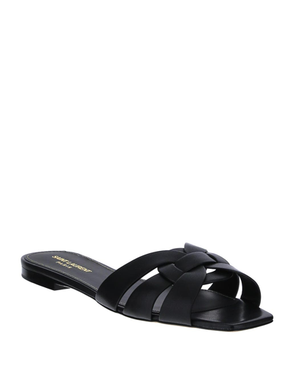 Shop Saint Laurent Tribute Sandals In Black