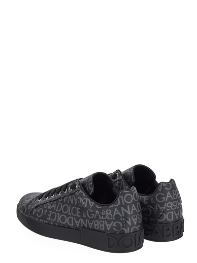 Shop Dolce & Gabbana Coated Jacquard Portofino Sneakers In Black
