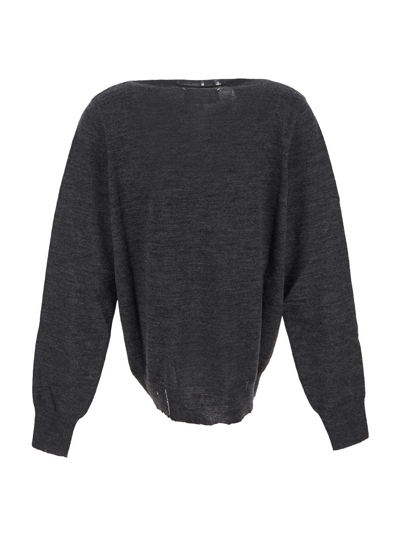 Shop Maison Margiela Embroidered Knit Sweater In Grey
