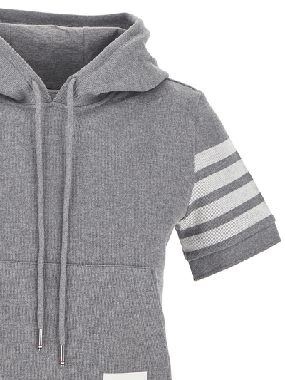 Shop Thom Browne Short Sleeves Hoodie In Grey
