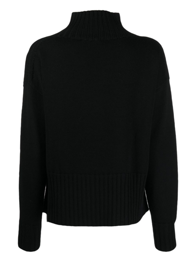 Drumohr Long Sleeves Turtle Neck Oversized Sweater In Black