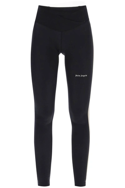 Shop Palm Angels Leggings With Contrasting Side Bands In Black