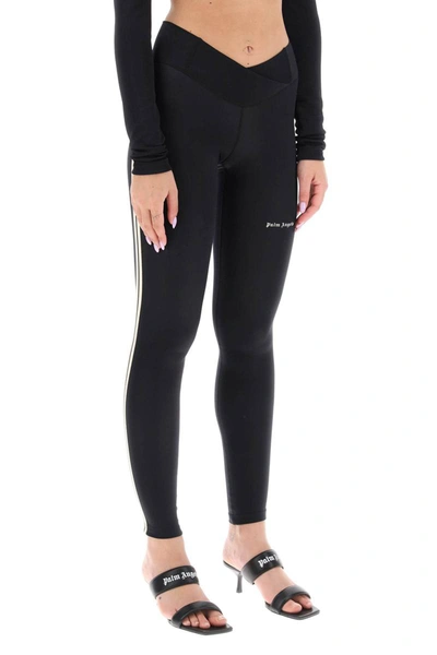 Shop Palm Angels Leggings With Contrasting Side Bands In Black