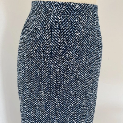 Pre-owned Alessandra Rich Navy Blue , Blue, White And Silver Sequined Tweed