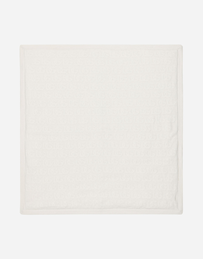 Shop Dolce & Gabbana Knit Blanket With Jacquard Logo In White