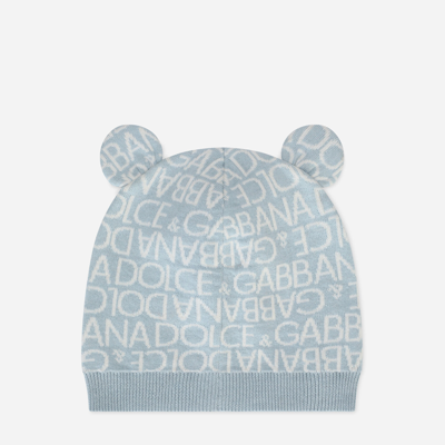 Dolce & Gabbana Knit Hat With Jacquard Logo And Ears In Multicolor