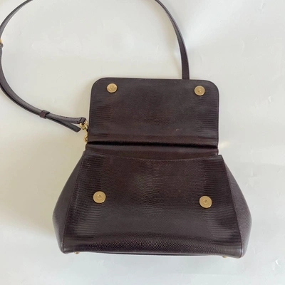 Pre-owned Dolce & Gabbana Burgundy Lizard Embossed Leather Medium Miss Sicily Bag