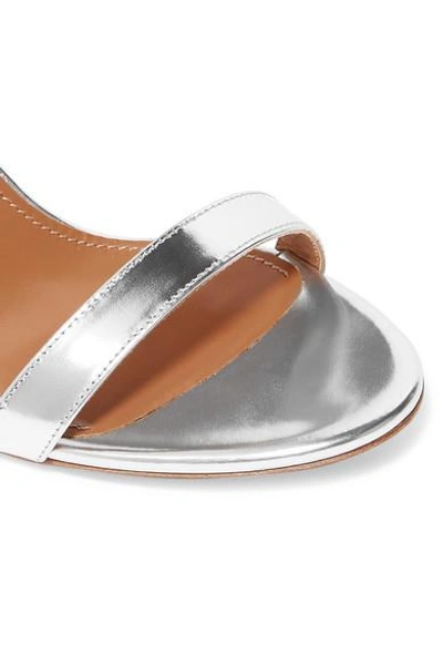 Shop Aquazzura Linda Mirrored-leather Sandals In Silver