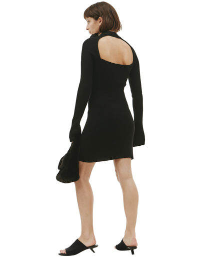 Shop Blumarine Wool Mini Dress In Black