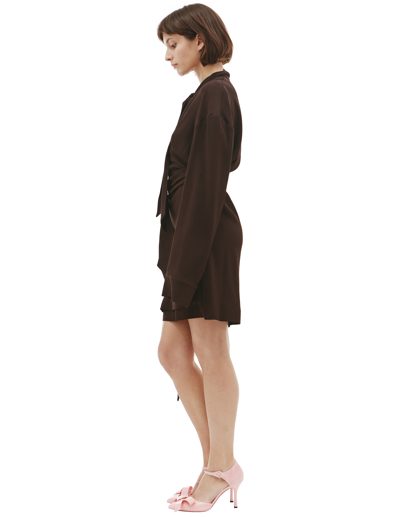 Shop Blumarine Crossover Mini  Dress In Brown