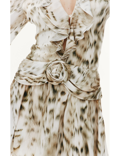 Shop Blumarine Animal Print Mini Dress In White