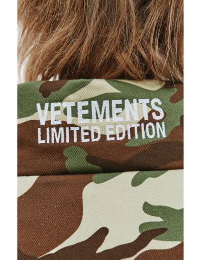 Shop Vetements Camouflage Maxi Padded Coat In Khaki