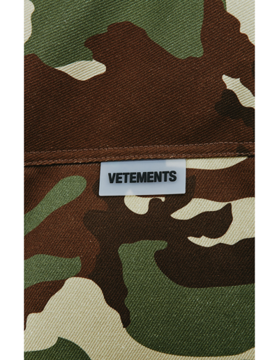 Shop Vetements Camouflage Maxi Padded Coat In Khaki