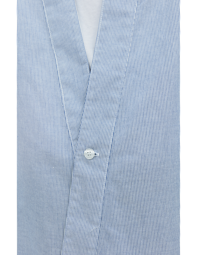 Shop Greg Lauren V-neck Pinstripe Shirt In Blue