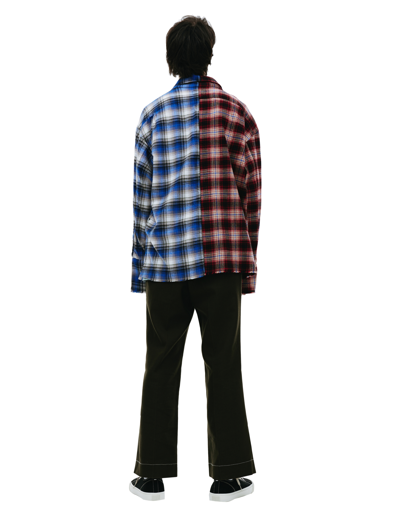 Shop Greg Lauren Two-tone Checked Shirt In Multicolor
