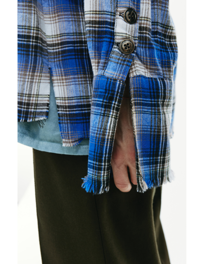 Shop Greg Lauren Two-tone Checked Shirt In Multicolor
