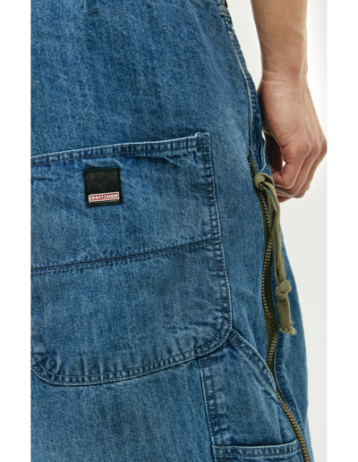 Shop Greg Lauren Wide Jeans With Zippers In Blue