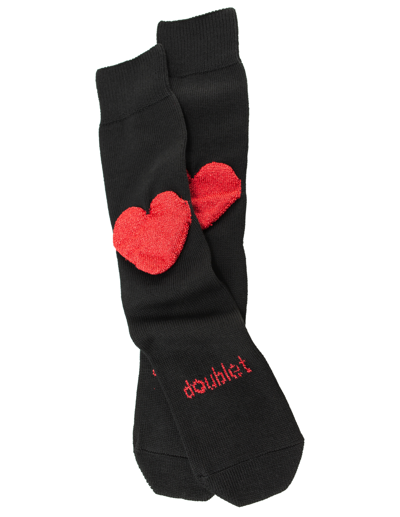 Shop Doublet Red Heart Heel Black Socks