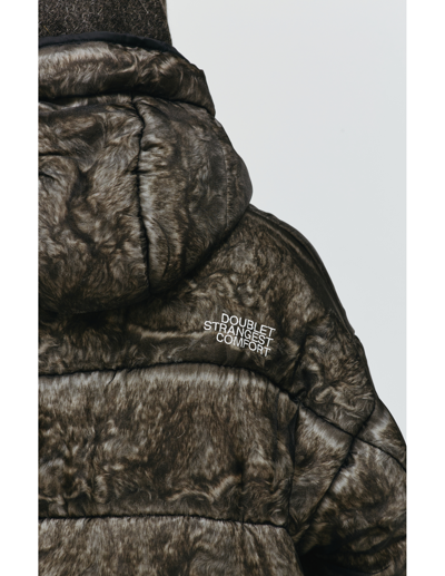 Shop Doublet Leopard Print Down Jacket In Grey