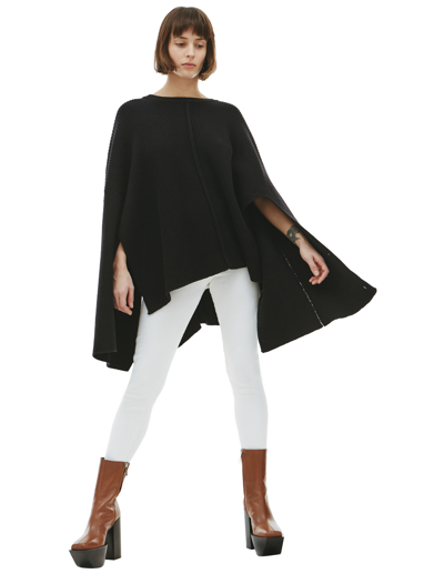 Peter Do Ribbed Knit Cape Sweater In Black