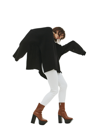 Peter Do Ribbed Knit Cape Sweater In Black