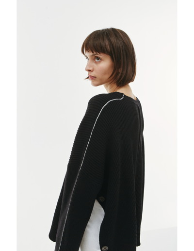 Shop Peter Do Ribbed Knit Cape Sweater In Black