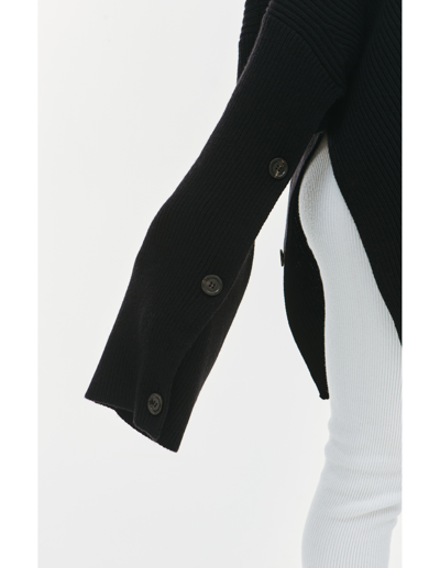 Peter Do Ribbed Knit Cape Sweater In Black