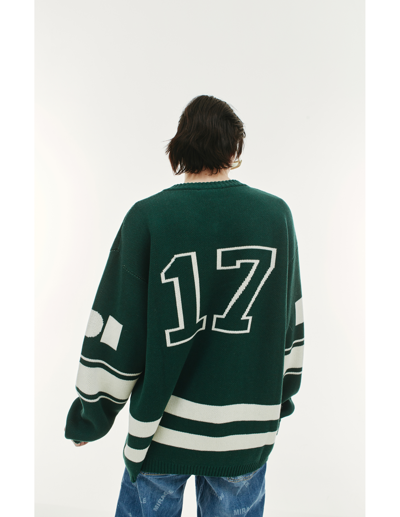 Shop Nahmias Sweater Football Knit In Green
