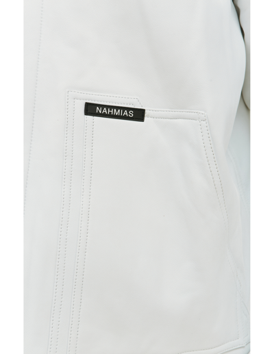 Shop Nahmias Leather Carperent Jacket In White