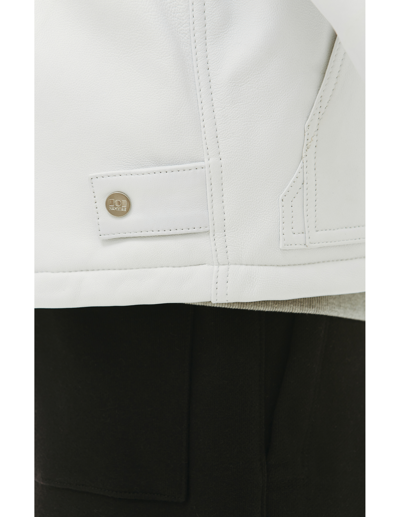 Shop Nahmias Leather Carperent Jacket In White
