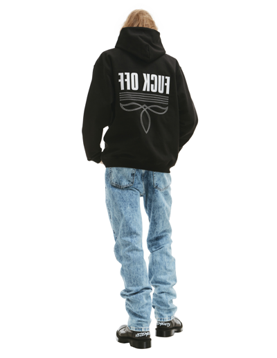 Shop Vtmnts Fuck Off Embroidered Hoodie In Black