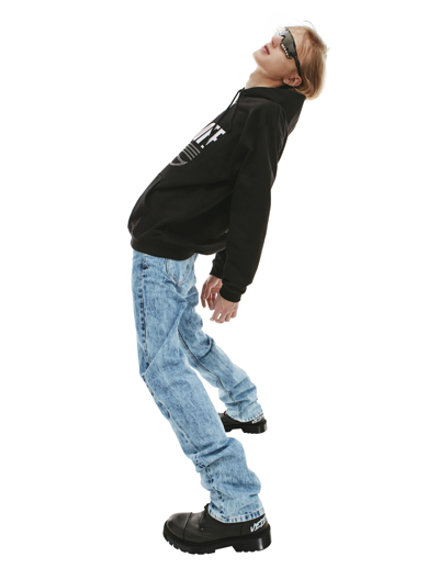 Vtmnts Logo-print Oversize Hoodie In Black