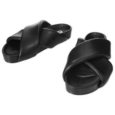 Shop Jil Sander Cross-strap Leather Sandals In Black